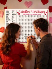 Giant Valentine's Day Crossword Puzzle Poster - Valentine's Day Crossword Puzzle, Party Crossword Game, Oversized Interactive Puzzle, Fun Family Activity, Simple And Entertaining Party Game, Adds Joy To Gatherings With Friends And Classmates, Perfect For Decoration And Gift-Giving - Multicolor - View 2