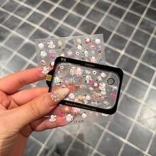 Sanrio DIY贴纸套装，包含卡通狗狗贴纸、浮雕贴纸和高清钢化玻璃膜，兼容Apple 17 Pro Max和Apple 17 Pro手机镜头膜，带保护层的相机镜头膜，简约设计 - 鏡頭膜+帕恰狗貼紙 - 查看 4