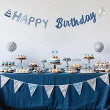 Denim And Diamonds Birthday Decoration, Denim Theme Happy Birthday Banner DIY Craft Required For Woman Girl 18th 21st 20th 30th 40th 50th Party Decoration - / - 查看 4