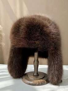 1pc Unisex Fluffy Faux Fur Trapper Hat, Warm Ear Flap Cap, Suitable For Hiking, Skiing, Daily Wear, Party/Holiday/Valentine's Day Gift