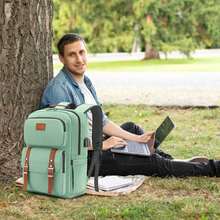 Mochila para Laptop portátil impermeable con múltiples bolsillos diseño unisex para viajes y negocios tela duradera y resistente ideal para estudiantes y profesionales que buscan comodidad y estilo - Verde claro - Ver 9