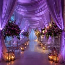 1件深紫色薄纱婚礼拱门 - 浪漫大型薄纱装饰,适用于仪式、招待会和派对装饰,是婚礼季派对装饰的完美之选 - 深紫色 - 查看 11
