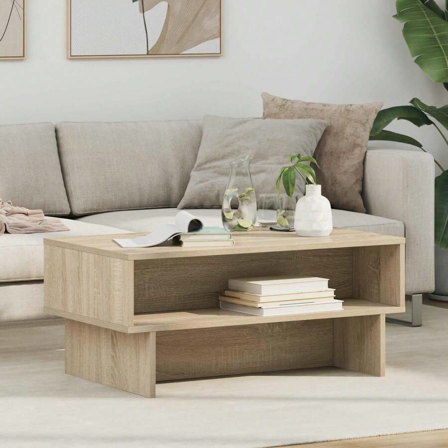 vidaXL Tavolo basso Chêne Sonoma 80 x 46 x 35 cm Legno d'ingénierie - Castano - Visualizzare 1