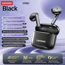 Lenovo EA186 半入耳真無線耳機 無線通話降噪 AI智慧天線強抗干擾 觸控手勢操作 磁吸充電倉 適配安卓與iOS 黑色 - 黑色 - 查看 1