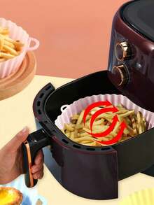 1pc Reusable Non-Stick Silicone Air Fryer Basket Liner, Replacement Baking Tray For Air Fryer, Rectangular Air Fryer Baking Tray, Easy To Clean - Multicolor - View 11