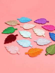12pcs Mini Leaf Ironing Embroidery Patch, Exquisite Mixed Leaf Embroidery Badge, Suitable For DIY Handmade Clothing Repair And Decoration