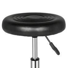 Black Round Rotating Bar Stool With Textured Lines Sturdy Height-Adjustable Seat For Kitchen Island Bar Counter Use - 預設 - 查看 9