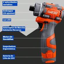 Llave De Impacto Inalámbrica Eléctrica Pistola Taladro Impacto Destornillador Con 2 Baterías Recargable - Naranja - Ver 3