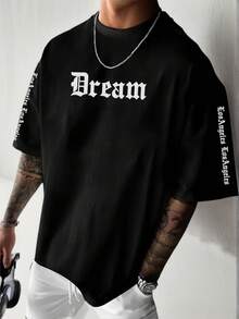 Áo thun nam ngắn tay Zrgoth kiểu dáng thường ngày, đa năng, đơn giản, in khẩu hiệu tiếng Anh. - màu đen - Xem 2