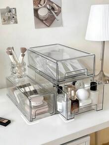 1 Stück transparente Desktop Kosmetik Aufbewahrungsbox, Schubladentyp Desktop Gesichtsmaske Sortierbox, hochkapazitive Acryl Hautpflege Produkt Aufbewahrungsbox, Desktop Displaybox, staubdichte Aufbewahrungsschublade, multifunktionale Aufbewahrungsbox, platzsparende Stapelaufbewahrung, geeignet für Schlafzimmer, Badezimmer, Schrank, Büro und andere Aufbewahrungsboxen, Heimdekoration, Heimaufbewahrungsbedarf - Transparent - Übersicht 2