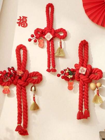 中国结装饰品，中国新年墙饰，中国新年派对装饰品，中国新年门把手挂饰，中国新年礼物，适合中国新年