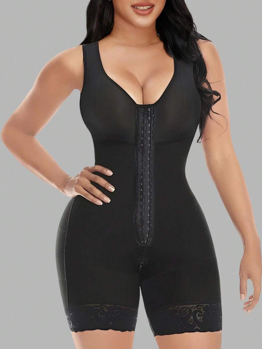 High Compression Faja Colombiana Short Girdles With Brooches Bust For Daily And Post-Surgical Use Slimming Sheath Belly Women - 黑色 - 查看 1