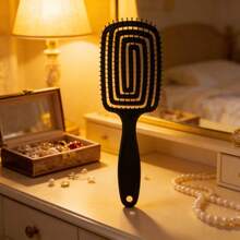 Hair Brush Dry Wet Detangling For Fine, Thick, Curly Hair - Curved And Vented Hair Brush For Women, Men  Faster Blow Drying Styling Professional Paddle Vent Detangler - 黑色 - 查看 3