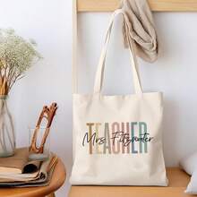NAZENTI Custom Teacher Tote Bag, Personalized Teacher Appreciation Gifts Canvas Tote Bag, Teachers Women - 設計方案 3 - 查看 4