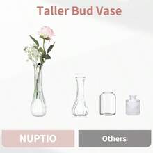 Glass Bud Vases Centerpiece: 3 Pcs Small Flower Vase Wedding In Bulk - Cute Ribbed Vase Party Events Home Table Decor - 3 - View 7