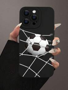 1个复古时尚3D足球图案全包软TPU手机壳，兼容苹果17、16、15、14、13、12、11 Pro/Pro Max/Plus及其他Galaxy机型，适合作为新年、生日、复活节、情人节、愚人节礼物送给朋友、家人、同事、爱人。 - 黑色 - 查看 2