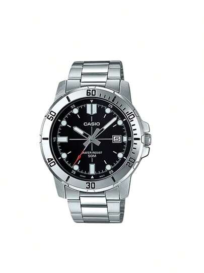  Casio Standard Series Dolphin Ghost Ocean Heart Commercial Quartz Movement Stainless Steel Strap Japanese Style Men's Watch, Black/Blue Dial, MTP-VD01D-1E / MTP-VD01D-2E, New Year, Christmas, Christmas Gift