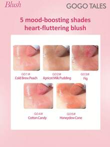 GOGO TALES 定妆玫瑰色液体腮红，哑光妆效 - Hush Hush 凝胶霜腮红，低饱和度腮红修容色，单色液体腮红，持久不褪色，高显色度，轻盈持久，GOGOTALES - #04 Cotton Candy - 查看 4