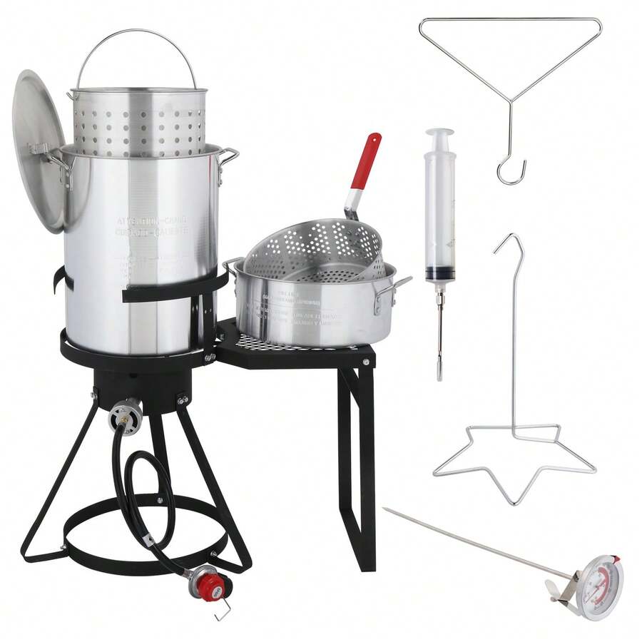 30qt Deep 55,000 BTU Turkey Fryer Outdoor Gas Propane Stock Pot Burner Cooker - Default - View 1