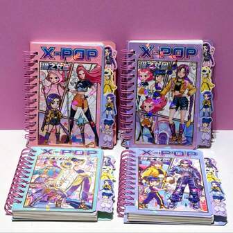 Mattel 1 Book (Random Color) K-POP Witcher Girls Group Insert Coil Notebook, Lumie Zoe Mira Gold Foil Horizontal Line Notebook, Student Notebook, New Year Gift