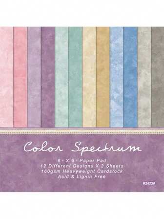 12 piezas de papel de scrapbooking de 6"X6" con espectro de colores, papel artesanal para tarjetas del Día de San Valentín, origami DIY, envoltura de cajas de regalo, decoración de planificadores, útiles escolares, de vuelta a la escuela