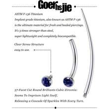 F136 Titanium 16g 6/8/10mm Eyebrow/Rook/Snug/Vertical - Labret/VCH/Snake - Eyes/Anti - Tragus/Christina/Daith/Belly - Button/Bridge/Hood/Surface Curved Barbell Piercing Jewelry Women Men - 10 毫米(3/8 英吋)+ 藍色 - 查看 5