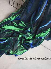 1pc Ombre Dual-Tone Mesh Fabric, Laser Textured Sheer Maxi Dress Fabric, Creative Handmade Material