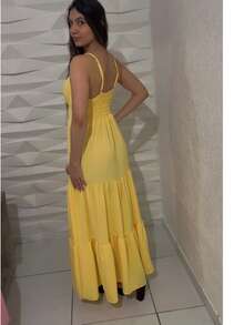 Women's Duna Ruffled Maxi Dress With Built-In Bra - Elegance, Lightness And Perfect Drape. - 查看 4