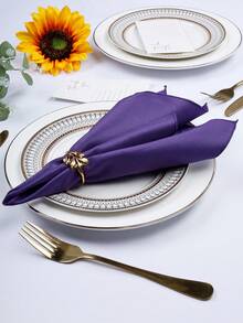 6/10/12/24/50 chiếc Khăn ăn vải màu tím, số lượng lớn 14*14/17*17/20*20 inch, có thể giặt được, 100% vải polyester, viền may chắc chắn, lý tưởng cho khách sạn, nhà hàng, tiệc tùng, đám cưới. - Màu tím - Xem 3