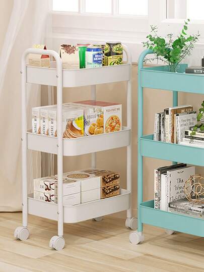 这款小巧时尚的多层金属置物架配有4个轮子，方便灵活移动。它适用于家庭沙龙、浴室、厨房、办公室/工作室、儿童房和宿舍。其可爱美观的设计，尤其适合作为乔迁、生日、圣诞节和新生儿派对的绝佳礼物，也是新居的完美之选。