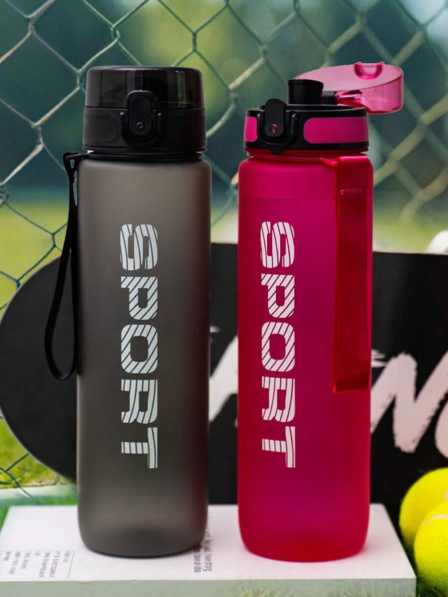 1pc 32oz/1000ml Frosted Leak-Proof Sports Water Bottle, Portable With Strap, Large Capacity Hydration Bottle For Gym, Outdoor, Travel, Suitable For Holiday, Birthday Gift