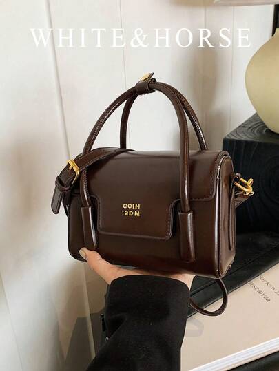New Solid Color Handbag, Niche Design Fashion Letter Versatile Crossbody Bag, Classic Elegant Adjustable Shoulder Strap, Suitable For Dates, Shopping And Commuting, Autumn/Winter