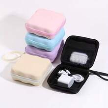 Shockproof Solid Color Material 1pc Square Wave Bluetooth Earphone Cable Portable Small Storage Bag Charger Power Bank Organizer Box Solid Color Anti Pressure Anti Drop Large Capacity Protective Case Compact Portable Travel Accessory Storage Women Gift Birthday - Multicolor - View 11
