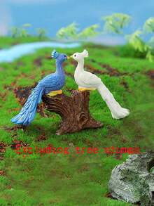 1个/2个/3个彩色树脂孔雀迷你花园装饰品，创意配件礼品，庭院和家居装饰，花盆摆件