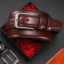 2pcs Men's Leather Buckle Casual Retro Belt, Suitable For Jeans, Father's Day & Valentine's Day Gift - Multicolor - View 5