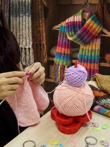 360°旋转心形毛线收纳架 - 毛线碗整理架，适用于钩针和编织，创意毛线展示架