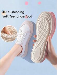 1双女士4D按摩可裁剪鞋垫，柔软透气，吸湿排汗，超薄设计，适用于高跟鞋和靴子 - 杏色圓頭 - 查看 4