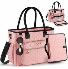 Grand sac à Bible avec couverture, sac d'église matelassé avec bandoulière, cadeau chrétien pour femme - Rose bonbon - Voir 1