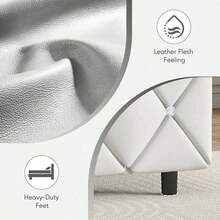 Upholstered Bed Frame, Modern Platform Bed Frame With Headboard And Footboard, No Boxing Spring Needed, Easy Assembly, Black// Pink/ Purple/ White/ Beige / Green, Twin/ Full// King - 白色 - 查看 5