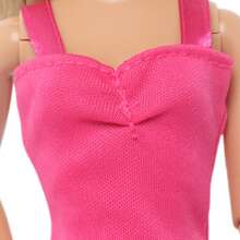 3 pièces Ensemble de vêtements et accessoires de mode pour poupée, convient aux poupées de fille de 11,5 pouces, comprend 2 tenues de poupée, une robe longue rouge élégante, un ensemble jupe et Top, jouet d'habillage de poupée, cadeau d'anniversaire, de Ramadan, de Pâques, de Noël (poupée non incluse) - Rouge - Voir 7