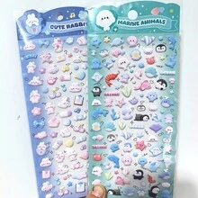 3D Cute Stickers - Cartoon Cat And Rabbit Bubble Stickers, Cute Mini Fluffy 3D Reusable Stickers, Perfect For Scrapbooking, Planner, Diary, Notebook, Laptop, Phone Case, Decorative 3D Stickers, Candy Drop Stickers - Multicolor - View 8