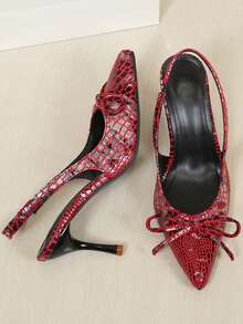 Tacones Mary Jane con punta cuadrada y tachuelas, Versátiles tacones altos negros con tira trasera, Elegantes y sexys tacones de plataforma de charol rojo con cierre deslizante para mujer - Rojo - Ver 6