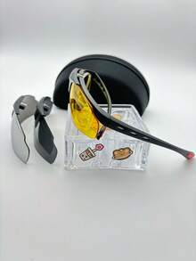 1 par de gafas de caballero ,lente de sobrepuesto con tres micas lente - Negro - Ver 4