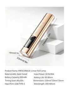Handheld UV Metal One-Line Light With Screen Display, For Gel Nails, Mini Nail Lamp, Portable LED Nail Lamp, USB Nail Dryer, For Quick Curing Nail & Foot Care Tools - Gold - View 11