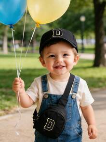 2顶儿童棒球帽，带迷你收纳袋，男女童露营帽，防紫外线，带帽带，儿童渔夫帽，适合3-12岁儿童。 - 黑色 - 查看 3