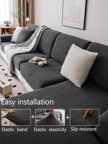 1 tấm bọc ghế sofa co giãn, chống trượt, phủ toàn bộ bề mặt, dùng được cả bốn mùa, chất liệu vải dày dặn, có thể giặt máy, chống bụi, thân thiện với thú cưng, trang trí cho phòng ngủ, văn phòng, phòng khách, phù hợp với ghế sofa hình chữ L và ghế sofa 1/2/3/4 chỗ ngồi. - Màu xám đen - Xem 8