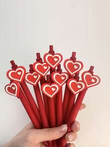 Bộ 6 bút bi rút hình trái tim dễ thương, tối giản, chủ đề Ngày Valentine và mùa tựu trường, nhiều màu sắc khác nhau. - Nhiều màu - Xem 1