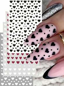 4pcs Valentine's Day Nail Art Stickers, Red White Black Heart Pattern, Sliding Style Holiday Stickers, Romantic Gift, Women DIY Nail Art Accessories & Decorations Nails Nail Supplies - Multicolor - View 10