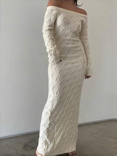 女士性感露肩镂空针织紧身连衣裙，夏季连衣裙，女士夏季连衣裙，夏季套装，夏季度假套装，女士休闲连衣裙，休闲连衣裙