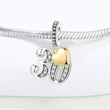 CYMYSS 1pc Fashionable Numeral Pendant, Silver-Plated Copper With Cubic Zirconia, Heart Accent, Birthday/Anniversary Gift For Women - Multicolor - View 4